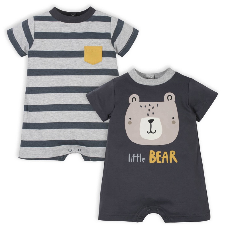 Gerber Organic 2-Pack Baby Boys Little Bear Rompers