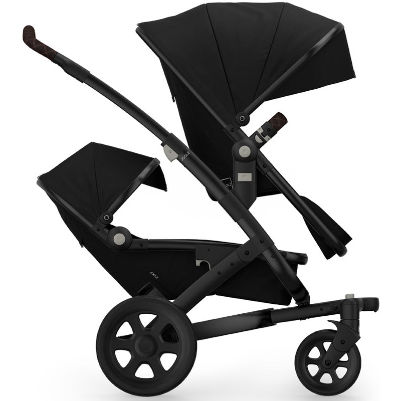 Joolz Geo 2 Tailor Twin Stroller – Black/Black/Black/Dark Brown Double-Stitched