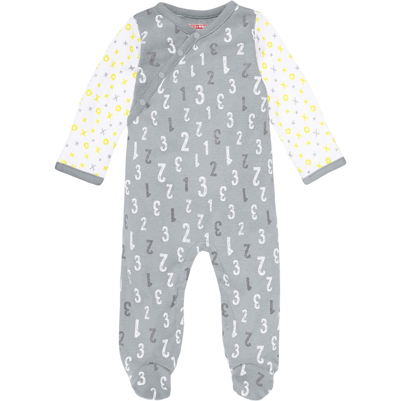 Skip Hop ABC-123 Side Snap Footie – Grey (Newborn)