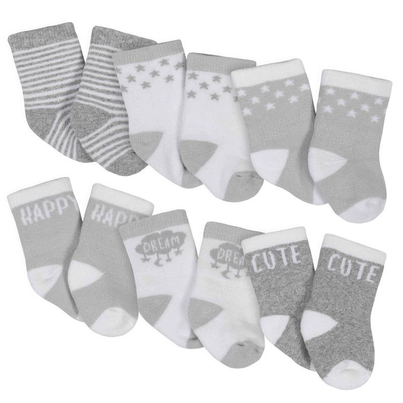 Gerber 6-Pack Baby Unisex Lamb Wiggle-Proof Crew Socks