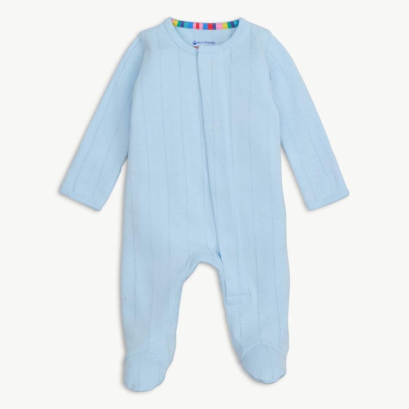 Magnetic Me Love Lines Blue Organic Cotton Pointelle Magnetic Parent Favorite Footie