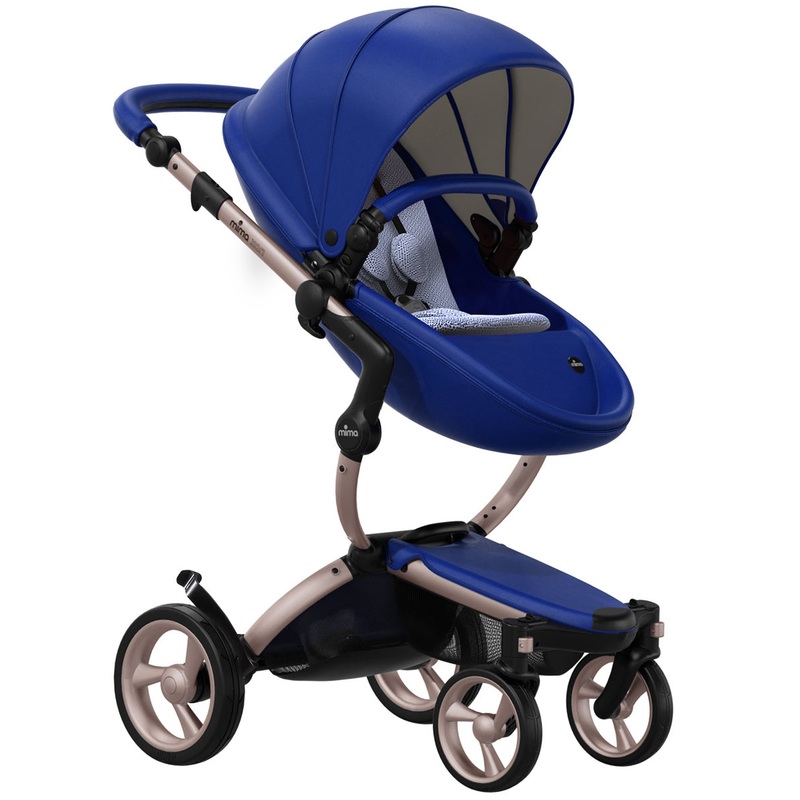 Mima 2019 Xari Complete Stroller, Rose Gold – Royal Blue / Pixel Blue
