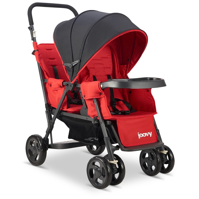 Joovy Caboose Too Sit And Stand Tandem Double Stroller – Graphite / Red