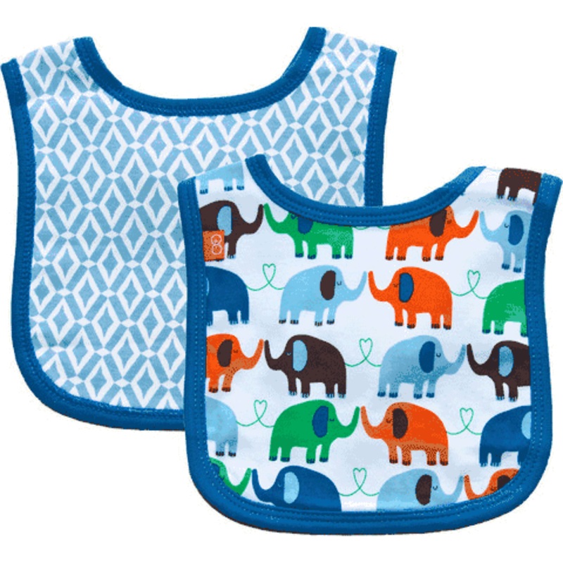 Magnificent Baby Boy’s Elephant On Parade/El Marrakesh Reversible Bib – 0 to 6 Months
