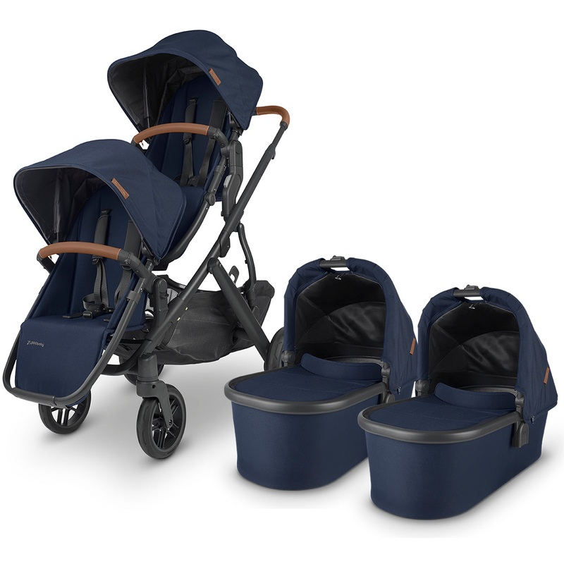 UPPAbaby VISTA V2 Twin Double Stroller Bundle – Noa (Navy/Carbon/Saddle Leather)