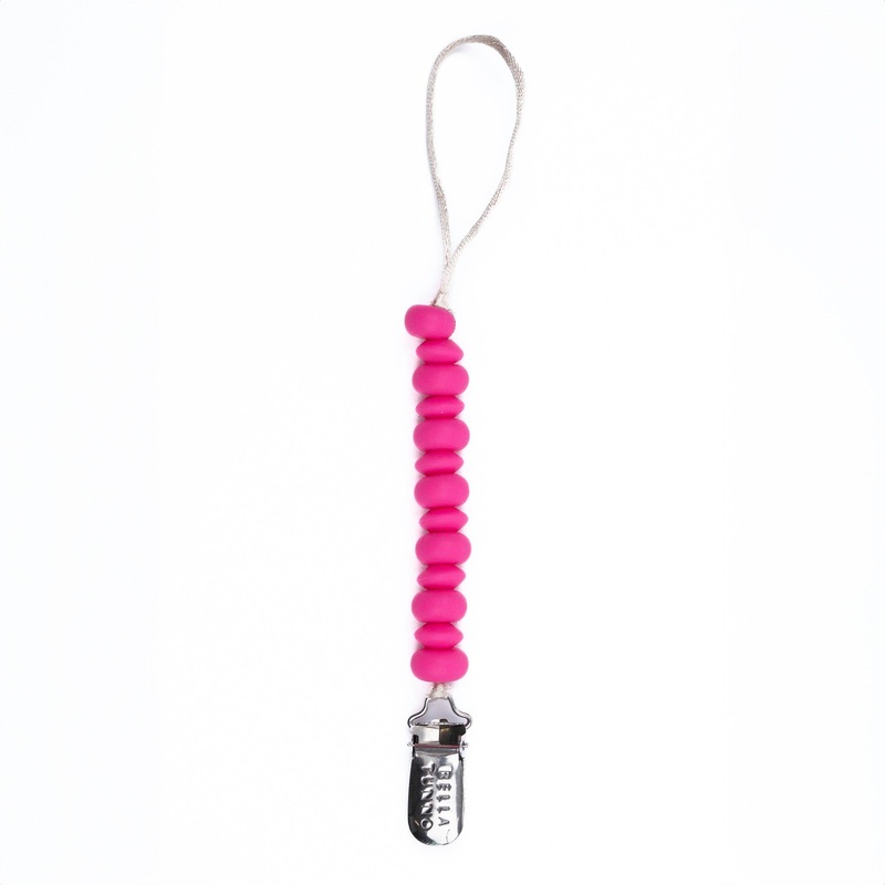 Bella Tunno Punch Pacifier Clip: Pink