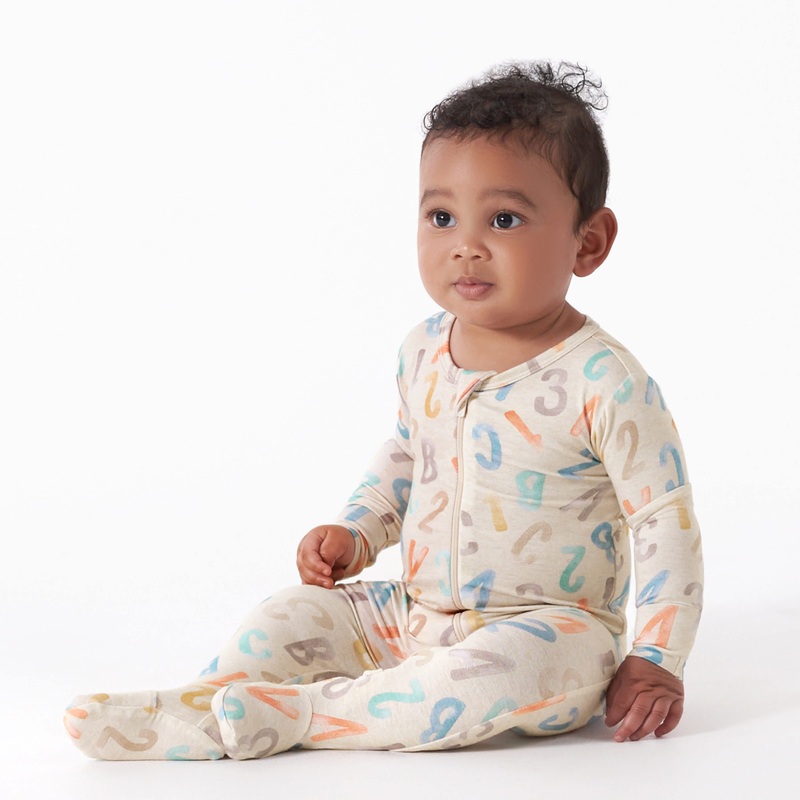 Toddler Alphabet Soup Buttery Soft Viscose Made from Eucalyptus Snug Fit Footed Pajamas