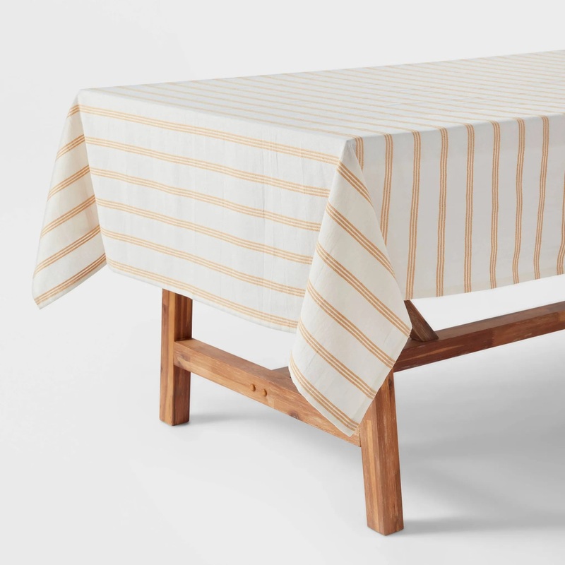 60″ x 84″ Cotton Striped Tablecloth Yellow