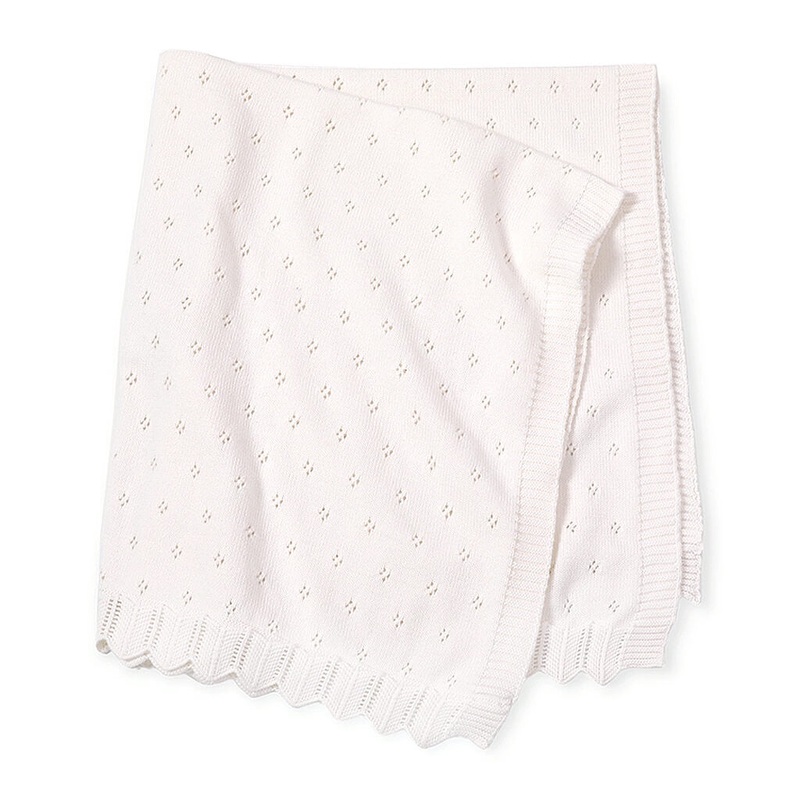 Pointelle Knit Baby Blanket Dove White