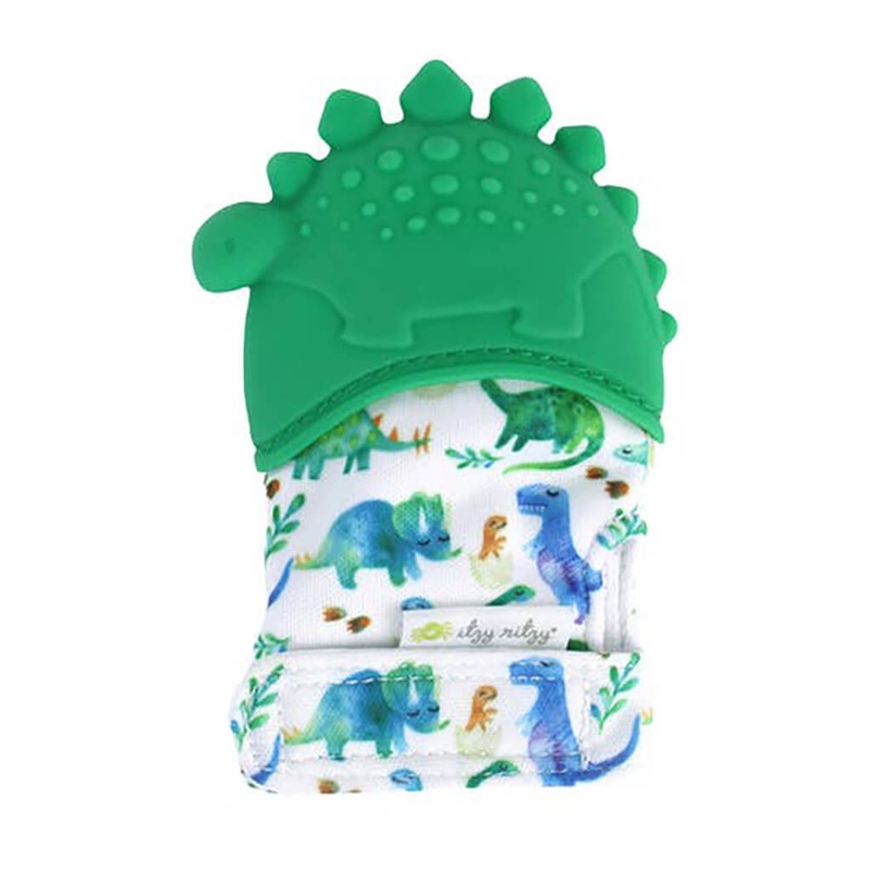 Silicone Teething Mitts Dinosaur Green