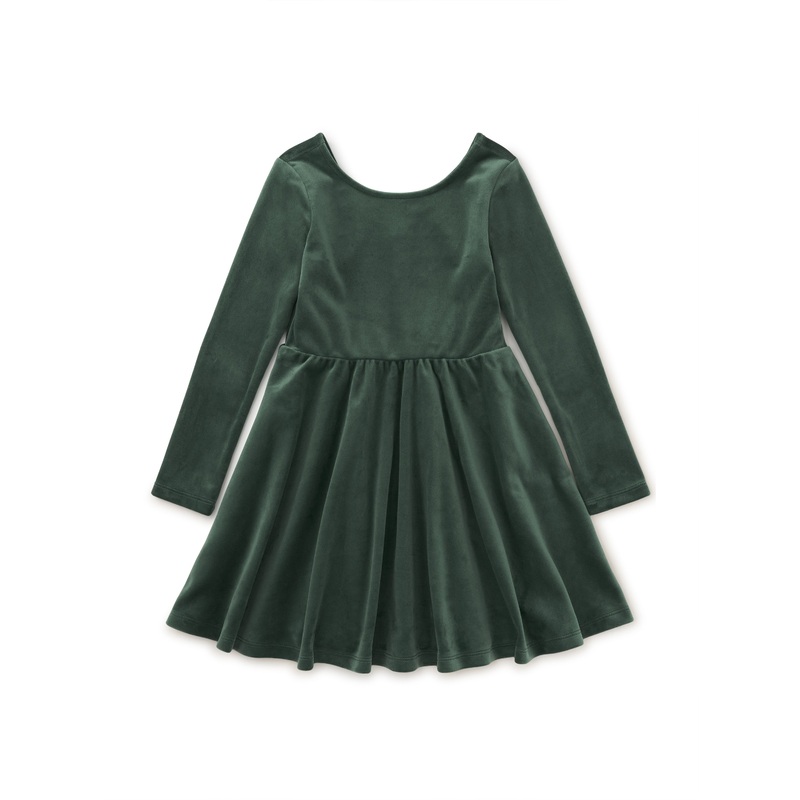 Tea Collection Velour Skater Dress – Pine Needles