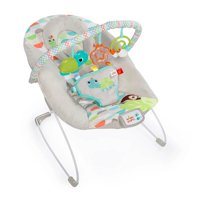 Baby Bouncer Soothing Vibrations Infant Seat – Taggies, Music, Removable -Toy Bar, 0-6 Months Up to 20 lbs (Happy Safari)