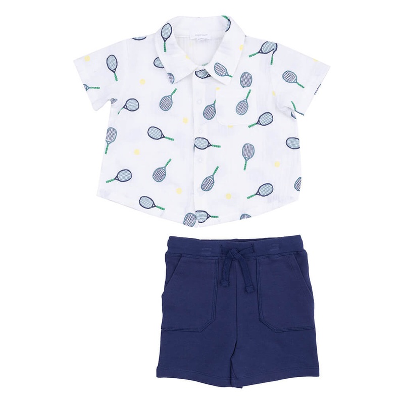 Polo and Short Set Tennis Button Down