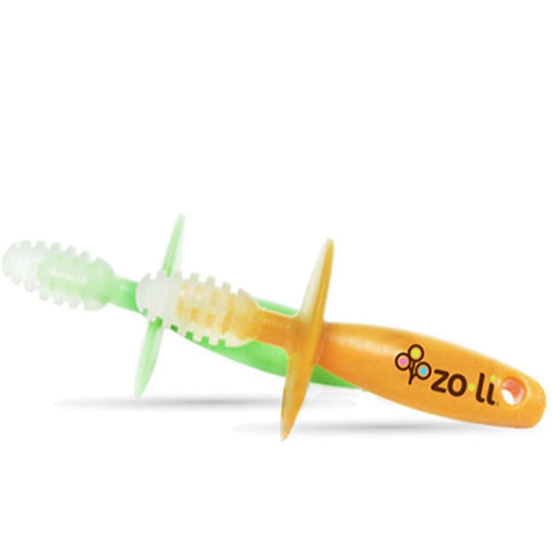 Zoli Chubby Gummy Gum Massaging Teethers, Green/Orange