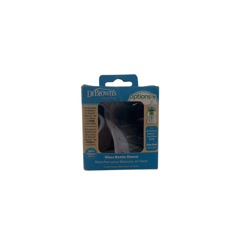 Dr. Brown’s Natural Flow Options+ Wide Neck Glass Bottle Silicone Sleeve, 5 oz, Grey