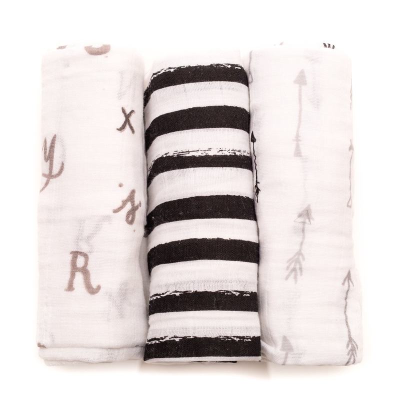 Little Unicorn Cotton Muslin Swaddle 3-Pack – Black & White