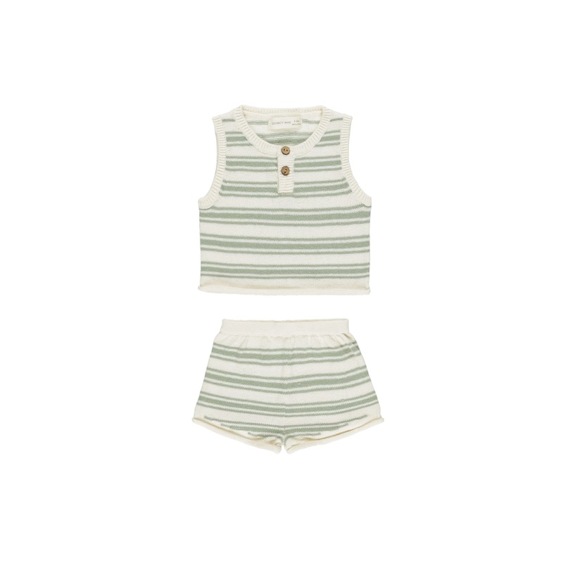 Quincy Mae Taylor Knit Set – Sage Knit Stripe