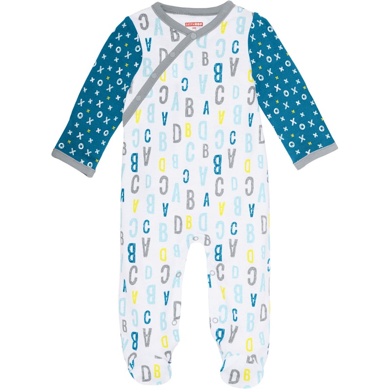 Skip Hop ABC-123 Side Snap Footie – Blue (3 Months)