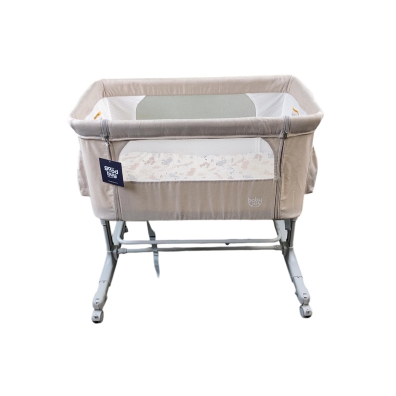 Baby Joy Bedside Crib w/ 6-Level Adjustable Height, Beige