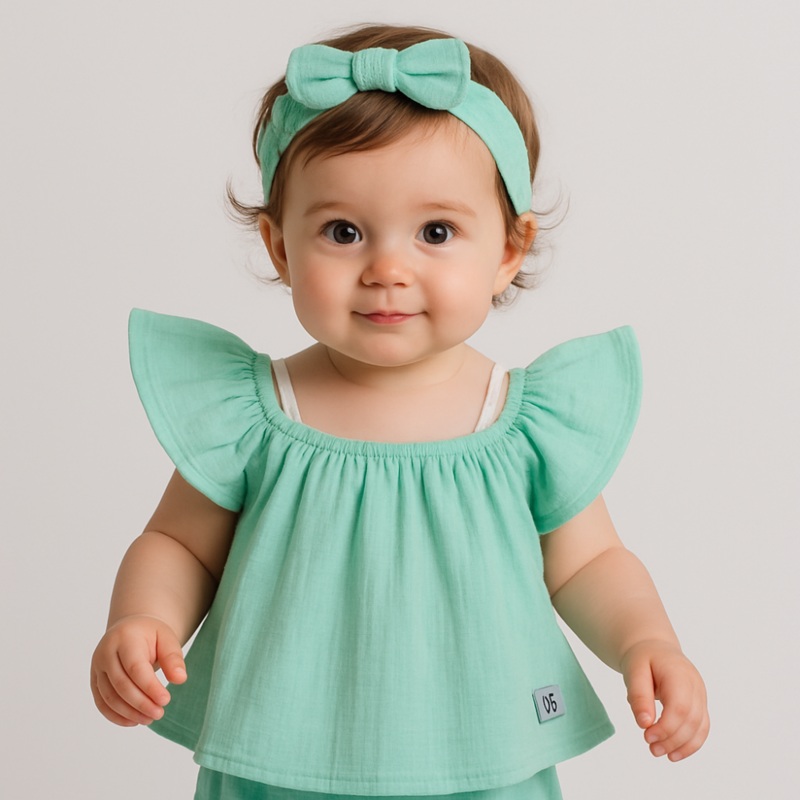 Girls Cotton Blouse – Ruffled Shoulders