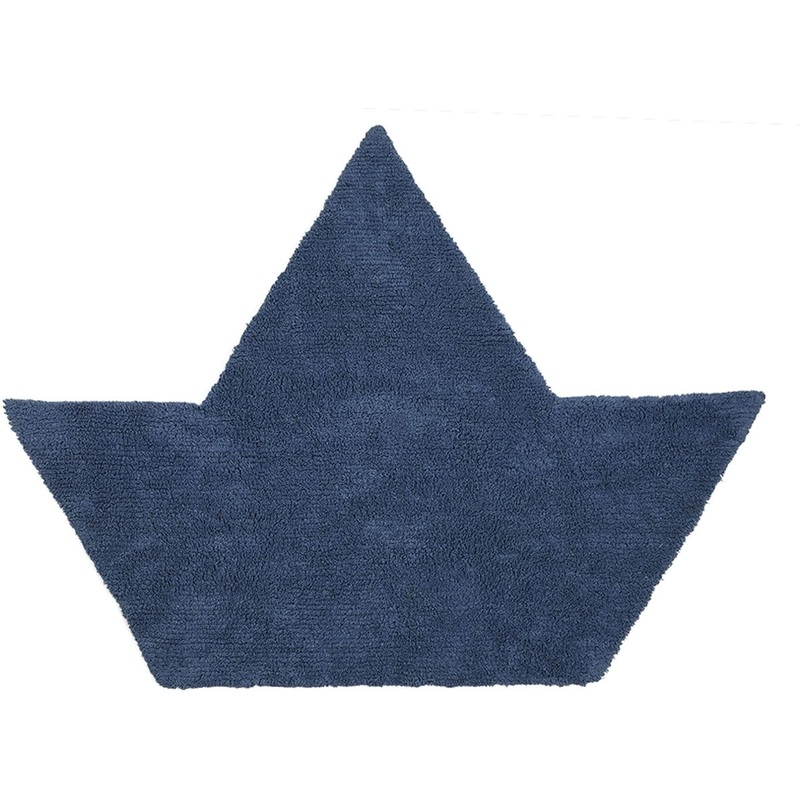 Lorena Canals Boat Silhouette Rug, Reversible – White/Navy (4′ x 5′ 3″)