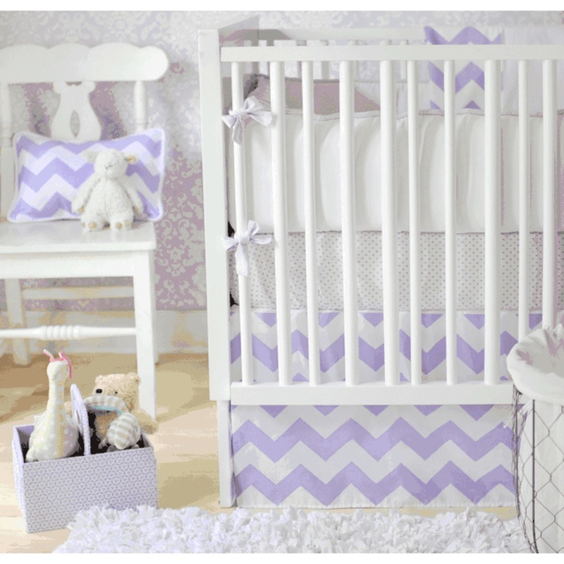 New Arrivals Zig Zag Lavender 3 Piece Baby Crib Bedding Set