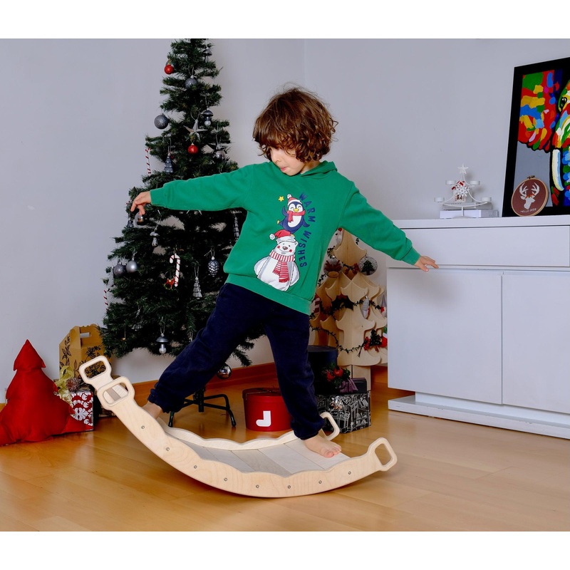 XL Wooden Balance Board for Toddlers Montessori Balance Toy With Pillow