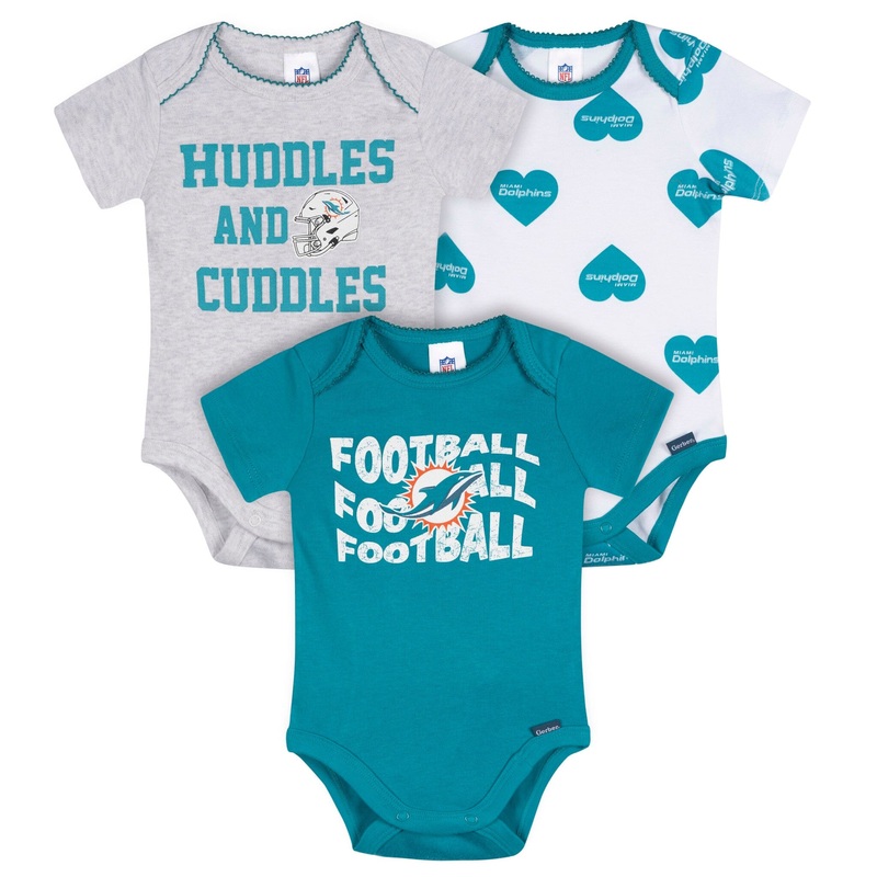 3-Pack Baby Girls Miami Dolphins Bodysuit Set
