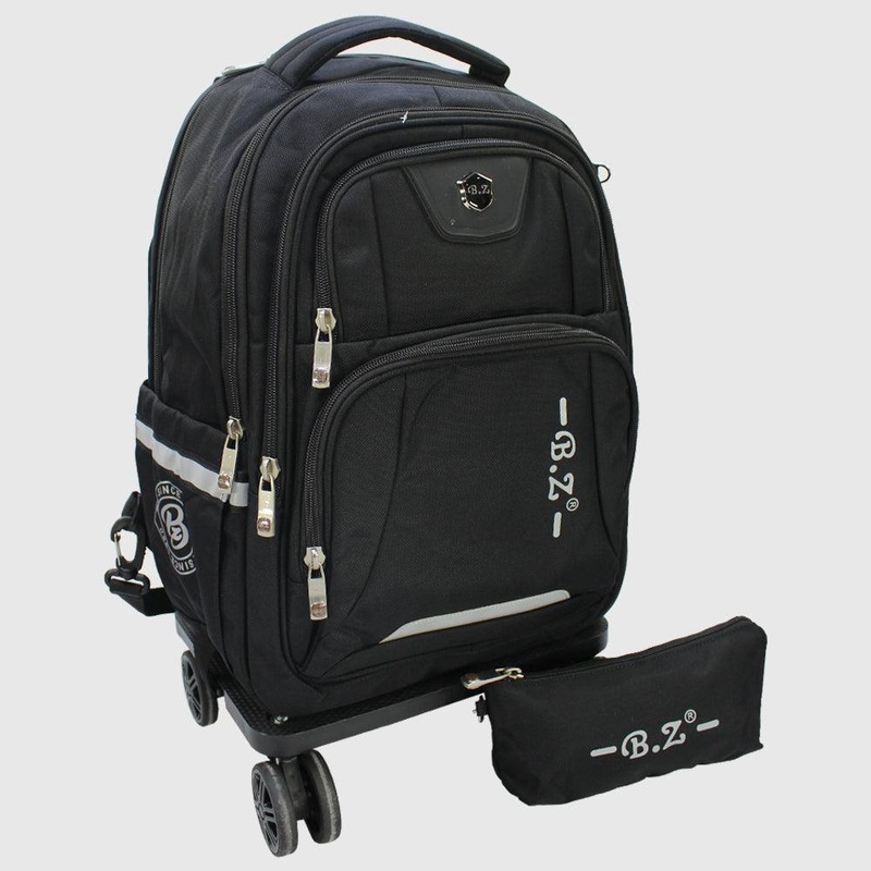 Black 18 Inches Trolley Backpack + Pencil Case
