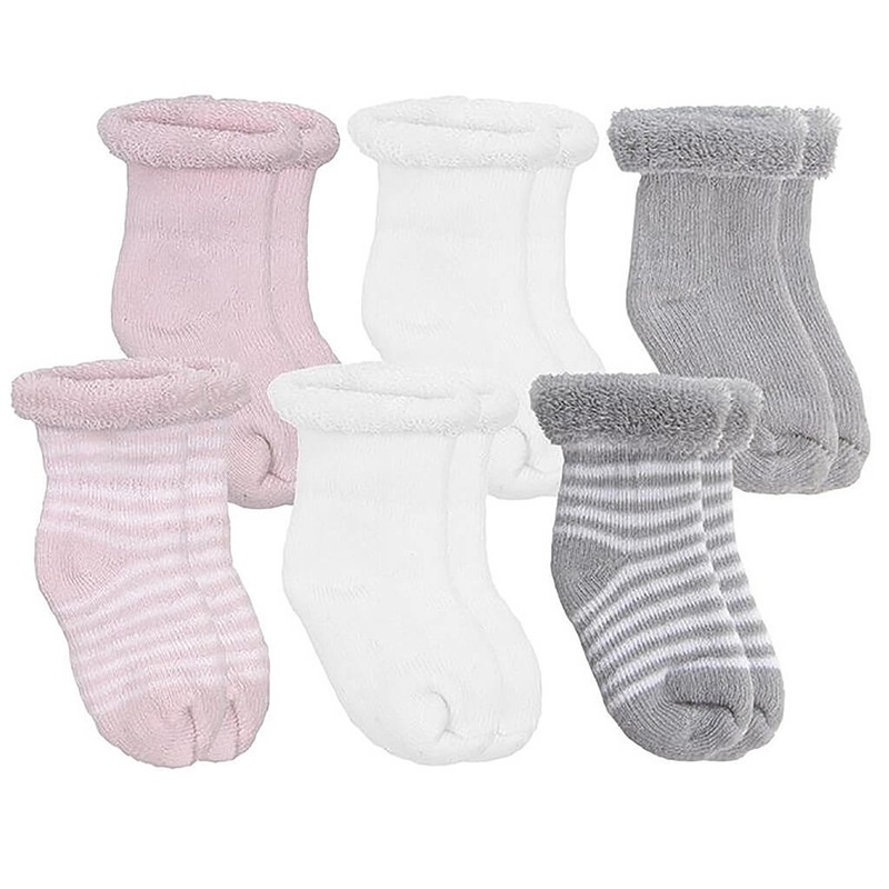 Terry Socks 6 Pack Pink-Grey-White