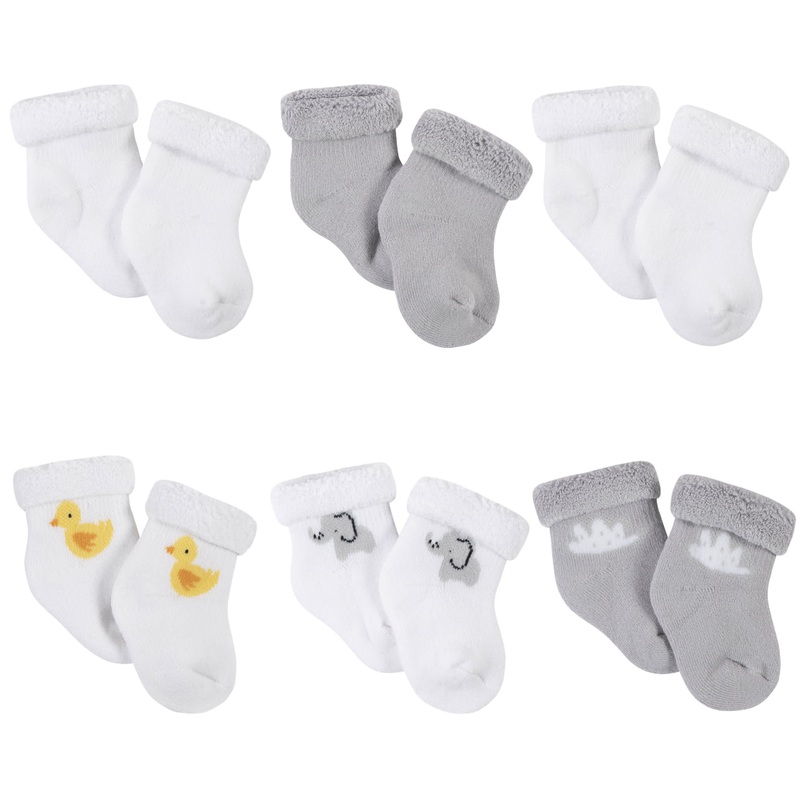 6-Pack Baby Neutral Baby Animals Wiggle Proof Terry Bootie Socks