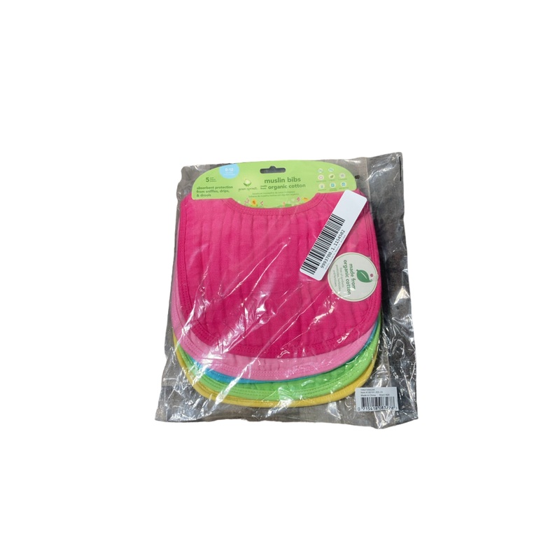 Green Sprouts Muslin Bibs, Pink, 5 Pack