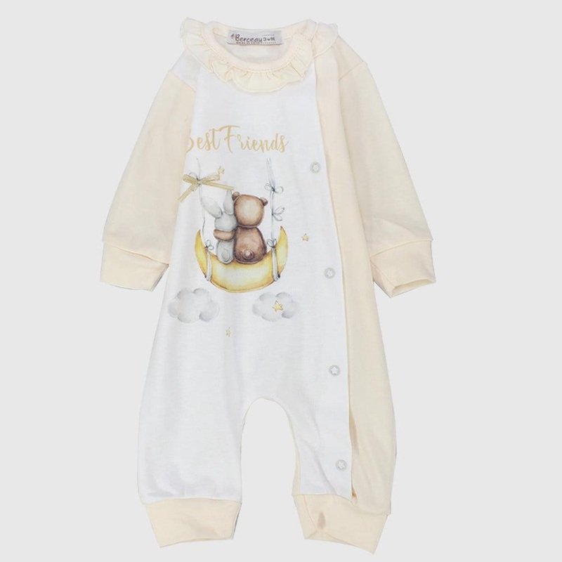 Salmon Best Friends Long-Sleeved Baby Footless Onesie