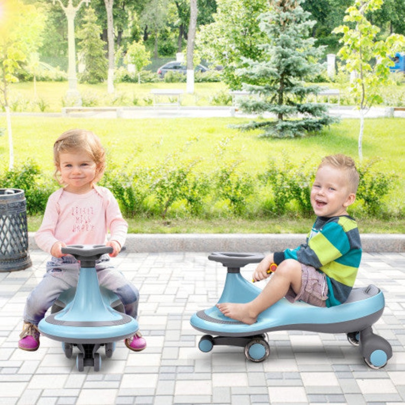 Wiggle Car Ride-on Toy With Flashing Wheels-Blue
