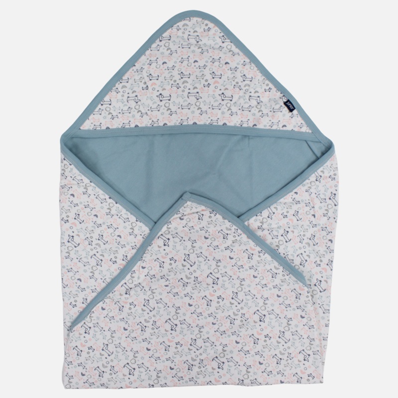 Cotton Baby Blanket  Off-White with Dogs Design