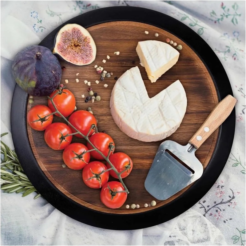 18″ Large Lazy Susan Acacia Solid Wood with Chalkboard Edge