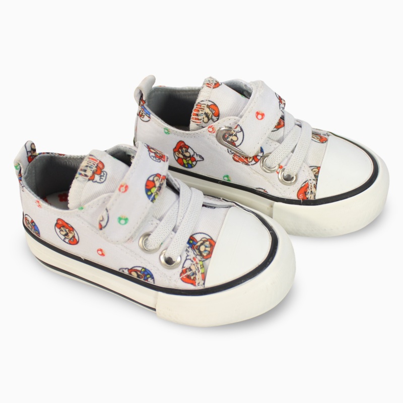 Boys Canvas Sneakers – White with Super Mario Detail