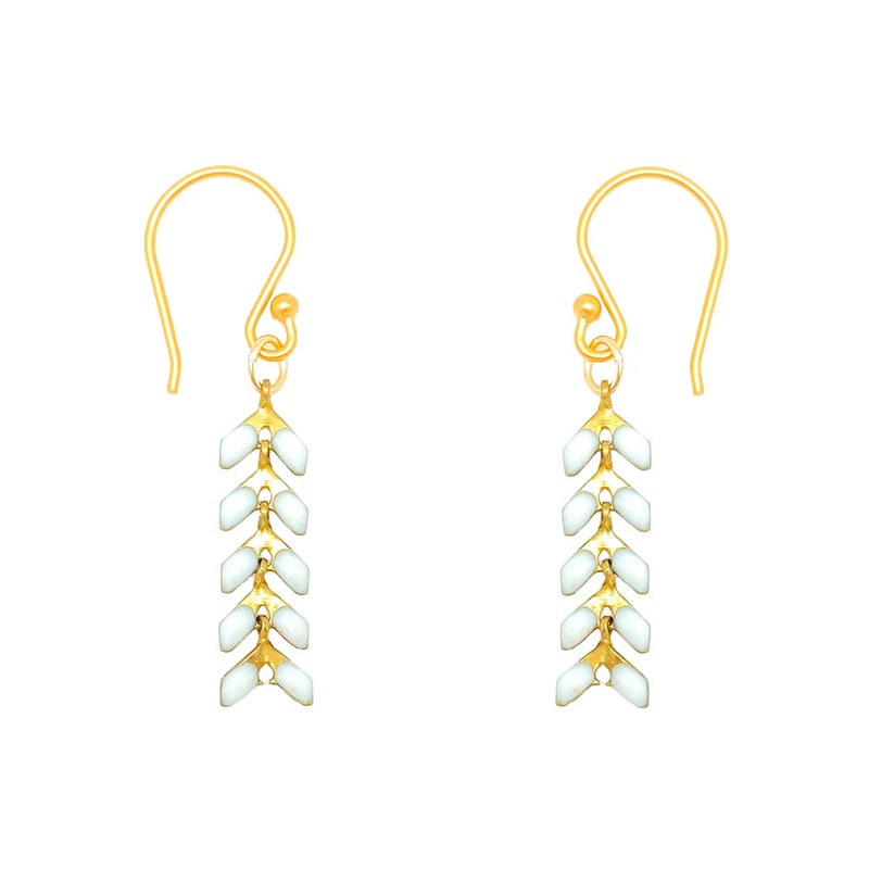 Bronwen Enamel Cascade Earrings – Short White