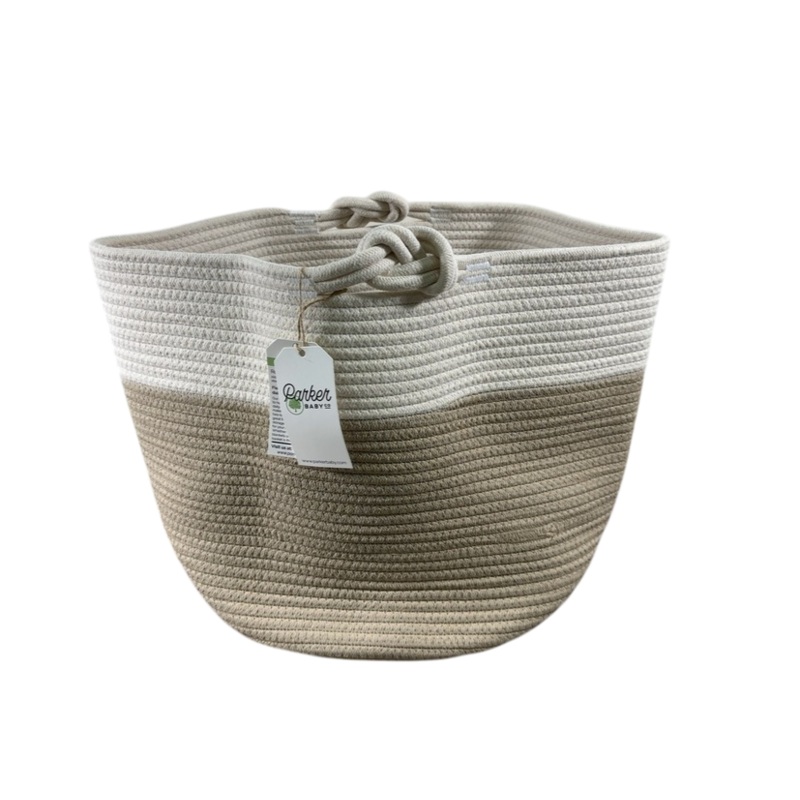 Parker Baby Co. Rope Storage Basket, Round, Cream/Beige