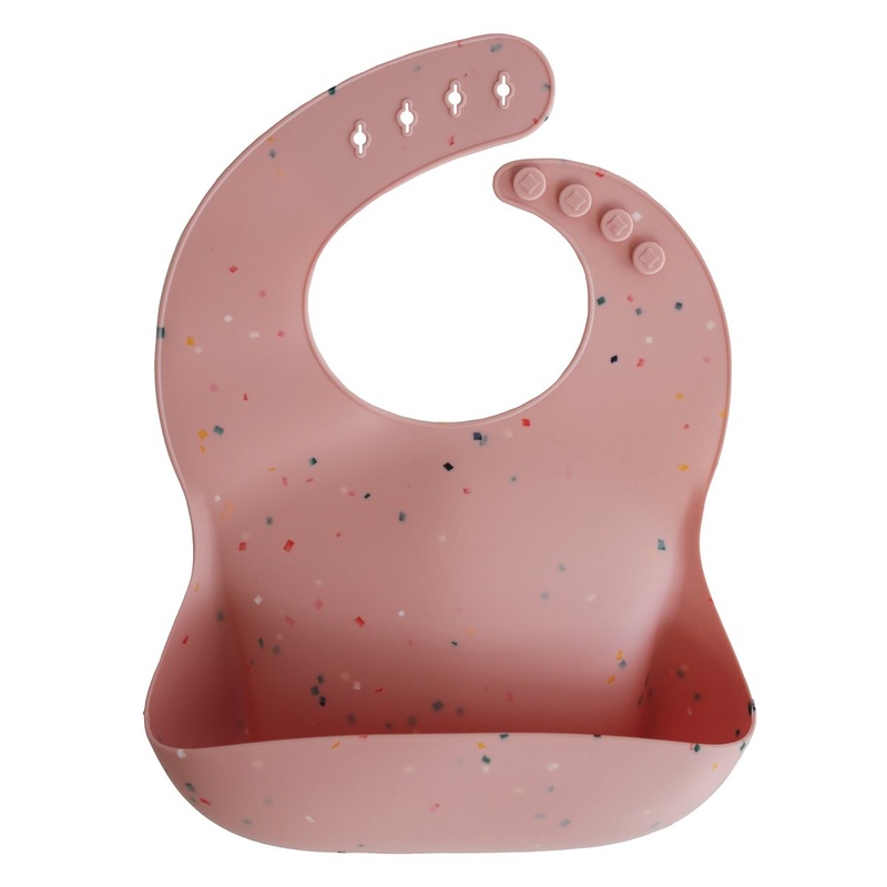 Silicone Bib – Powder Pink Confetti