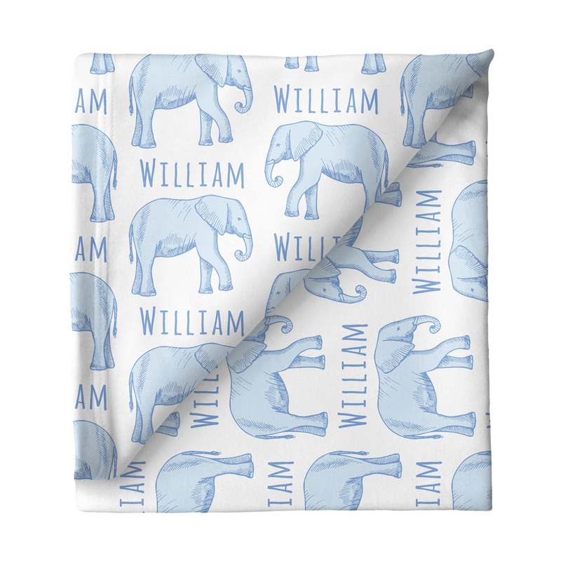 Sugar + Maple Large Stretchy Blanket – Elephant Blue