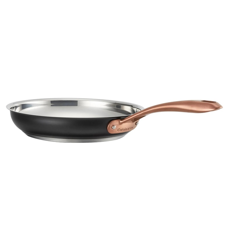 10″ Skillet Matte Black Stainless with Blush Bronze: Stainless Steel Pan, Even-Heating, Dishwasher-Safe (See Description)