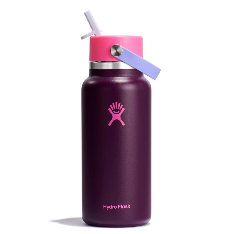 32oz Wide Mouth Flex Straw Water Bottle Sugar Plum (See Description)