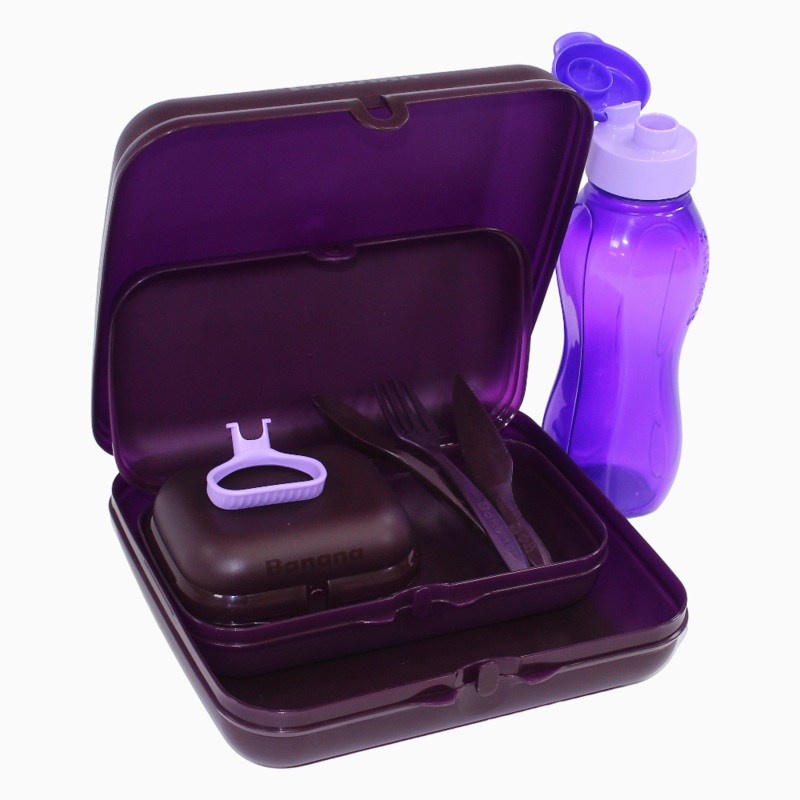 Purple Plastic Lunch Box Set  (5-in-1 Easy Lock)