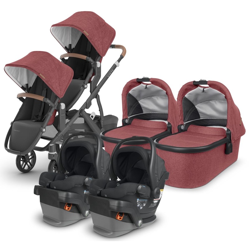 UPPAbaby VISTA V2 Twin Double Stroller + MESA V2 Travel System Bundle with Rumble Seat V2+ – Lucy / Jake