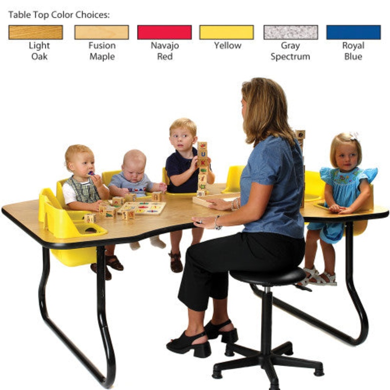 8-Seat Toddler Table, Fusion Maple Table Top with Blue Seats