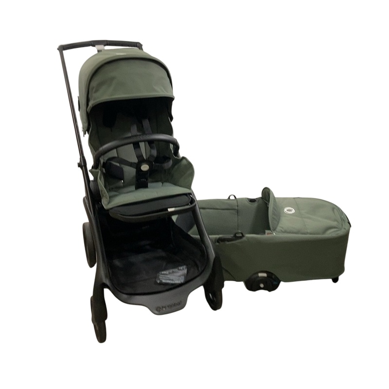 Bugaboo Dragonfly Bassinet and Seat Stroller, 2024, Black, Forest Green, Forest Green
