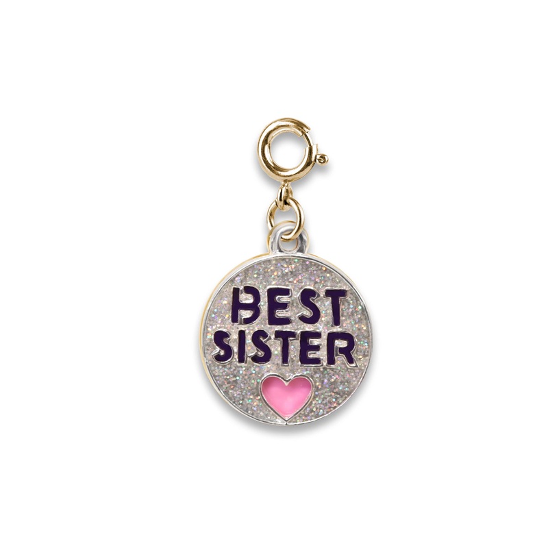Charm It Best Sister Gold Glitter Charm