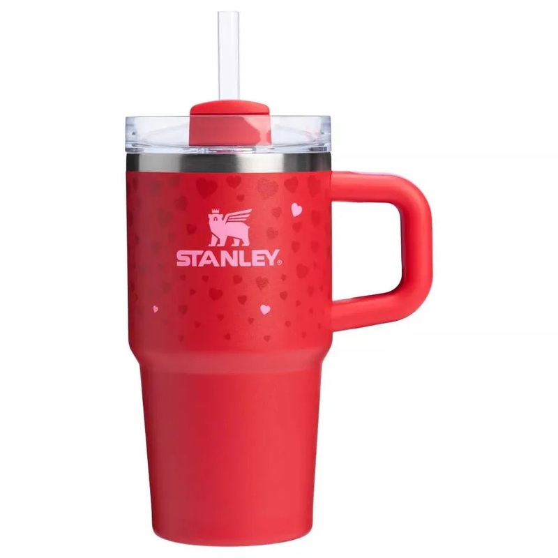 Stanley Cup Valentines Day 2025 Ruby Hearts 20 oz with Handle Tumbler (See Description)