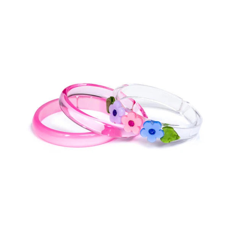 Lilies & Roses Flower Bangles – Pink Purple Blue